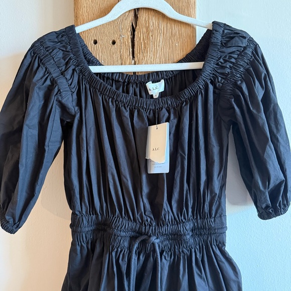 NWT A.L.C. Maya Dress Black Mini Cotton Off Shoulder Sz 0 $475 - Picture 4 of 9
